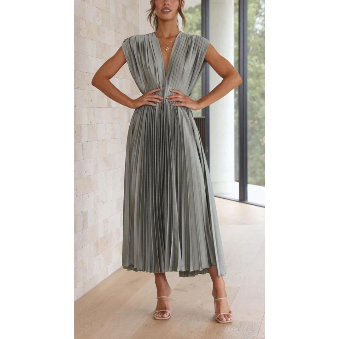 Lara | Damen Maxi Kleid Mit Falten Für Alltag