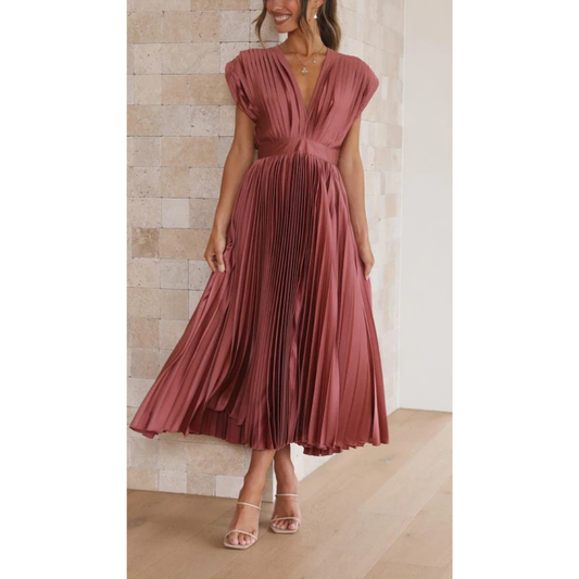Lara | Damen Maxi Kleid Mit Falten Für Alltag