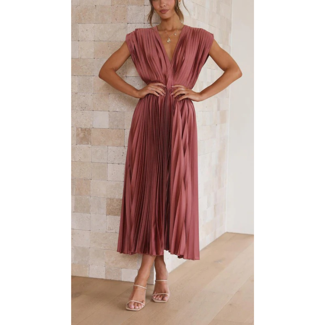 Lara | Damen Maxi Kleid Mit Falten Für Alltag
