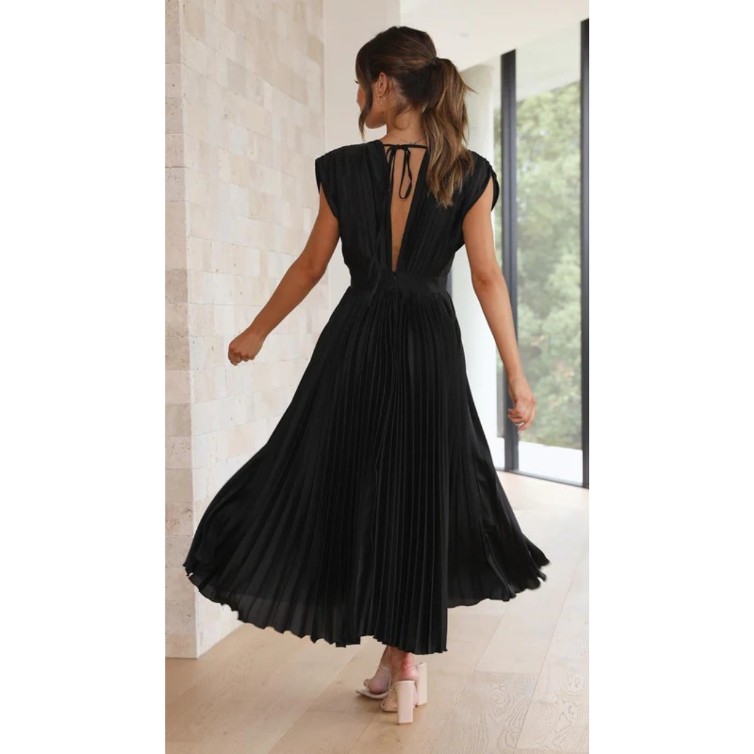 Lara | Damen Maxi Kleid Mit Falten Für Alltag