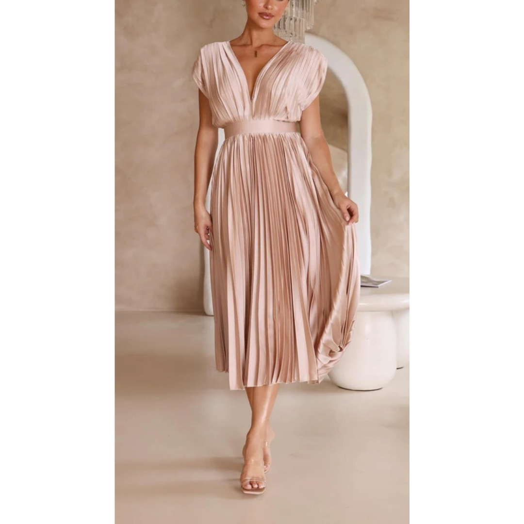 Lara | Damen Maxi Kleid Mit Falten Für Alltag