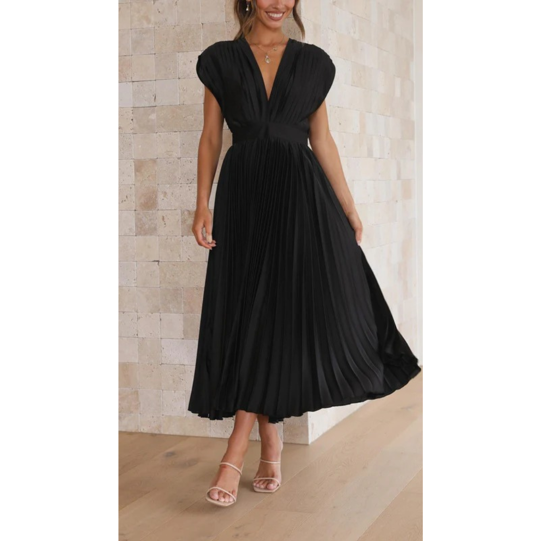 Lara | Damen Maxi Kleid Mit Falten Für Alltag