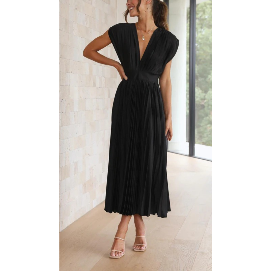 Lara | Damen Maxi Kleid Mit Falten Für Alltag