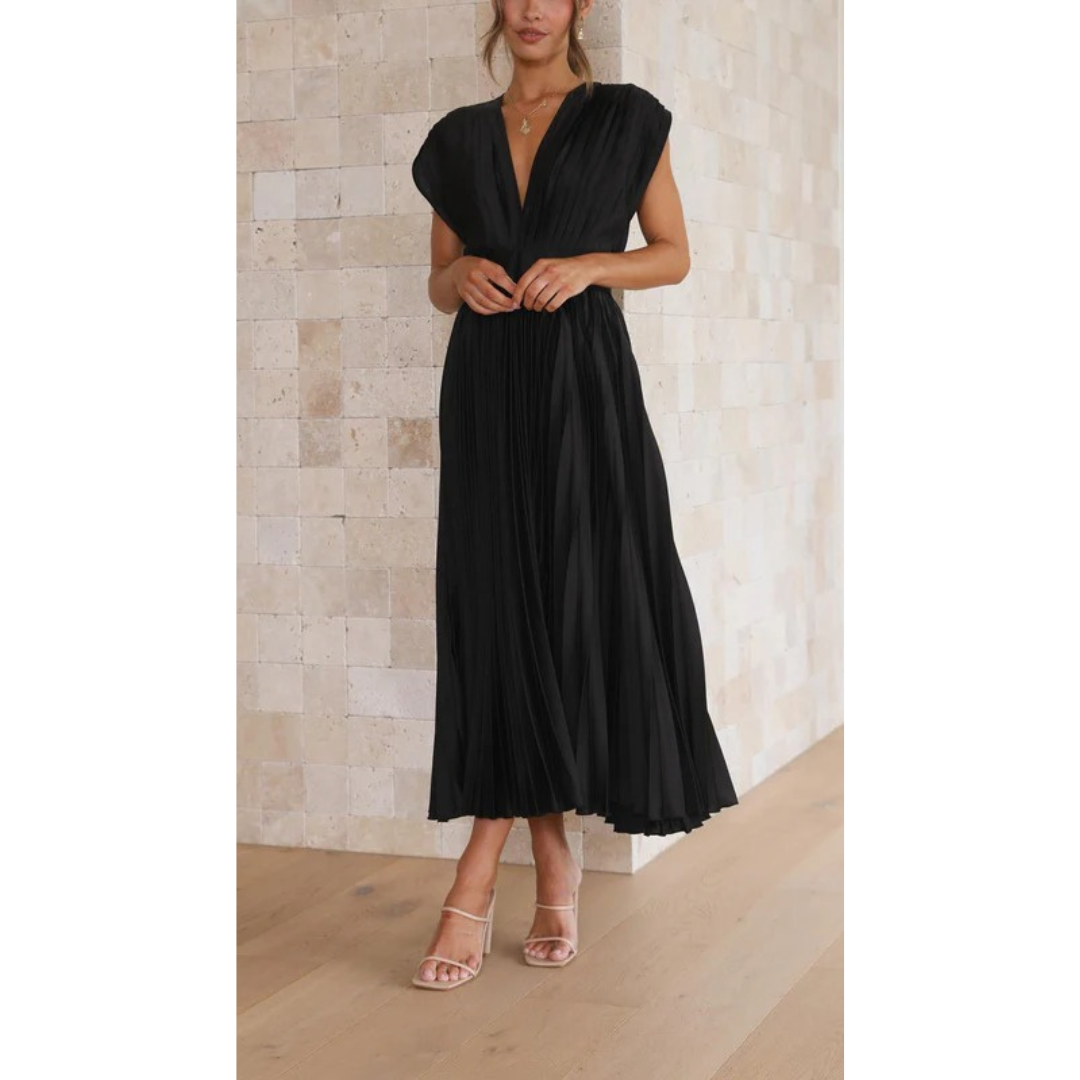 Lara | Damen Maxi Kleid Mit Falten Für Alltag