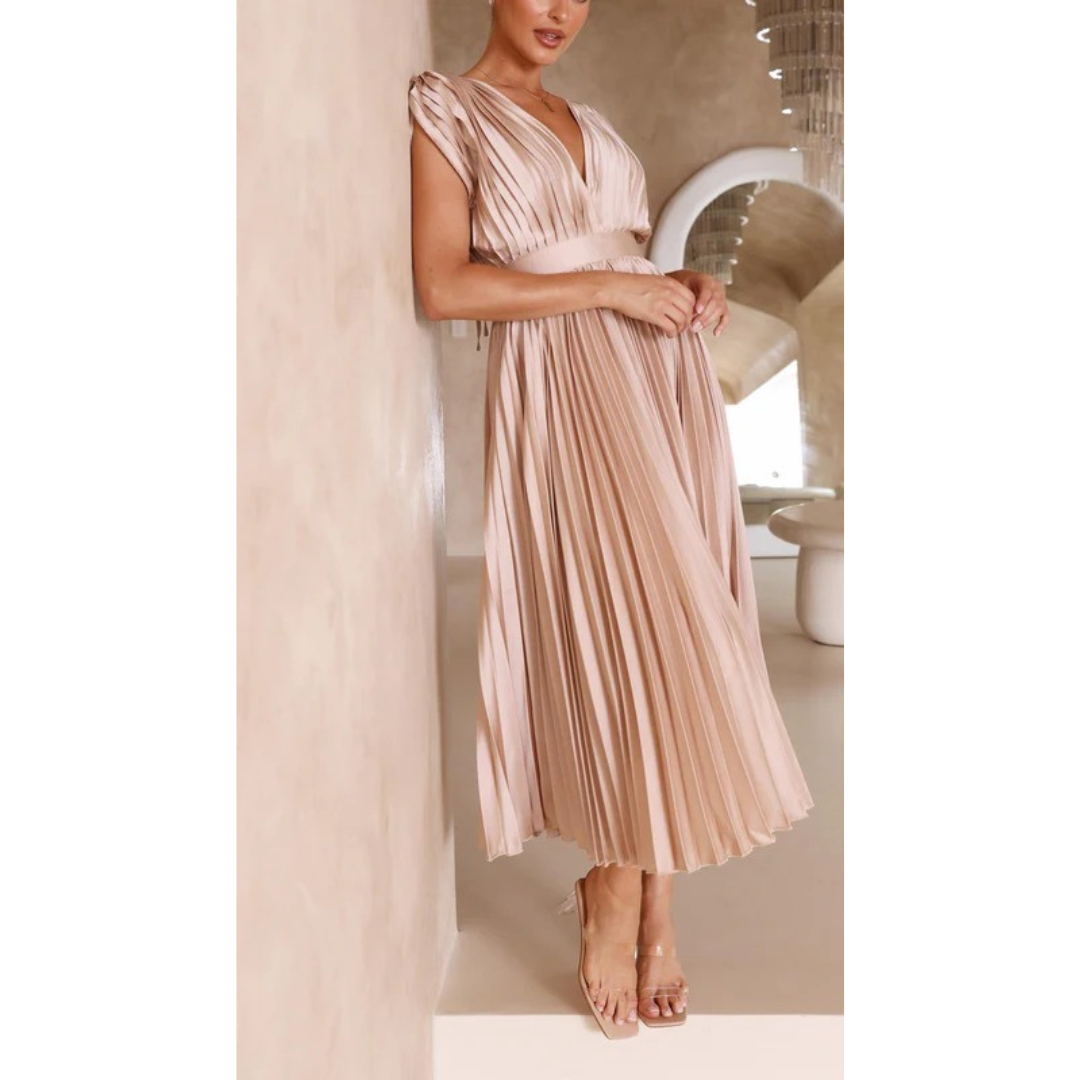 Lara | Damen Maxi Kleid Mit Falten Für Alltag