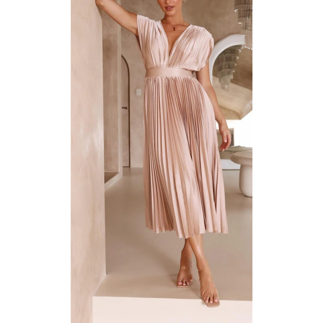 Lara | Damen Maxi Kleid Mit Falten Für Alltag