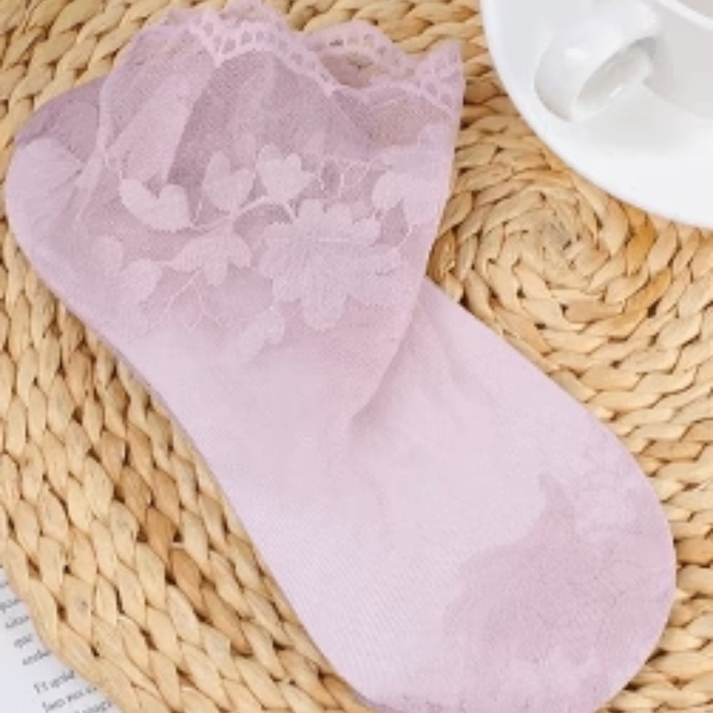 Leichte Socken aus Spitze - dünnes, florales, niedrig geschnittenes Paar für Frauen