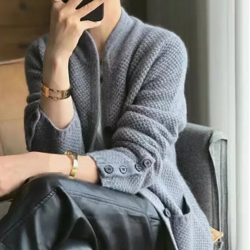 Leichte Strickjacke für Frauen – Halber Rollkragen mit moderner Passform