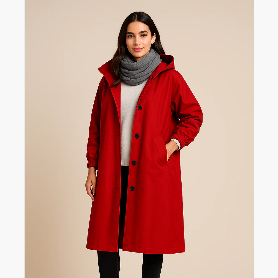 Leichte Winterjacke-Damen – Langer Jacke mit Kapuze und Taschen
