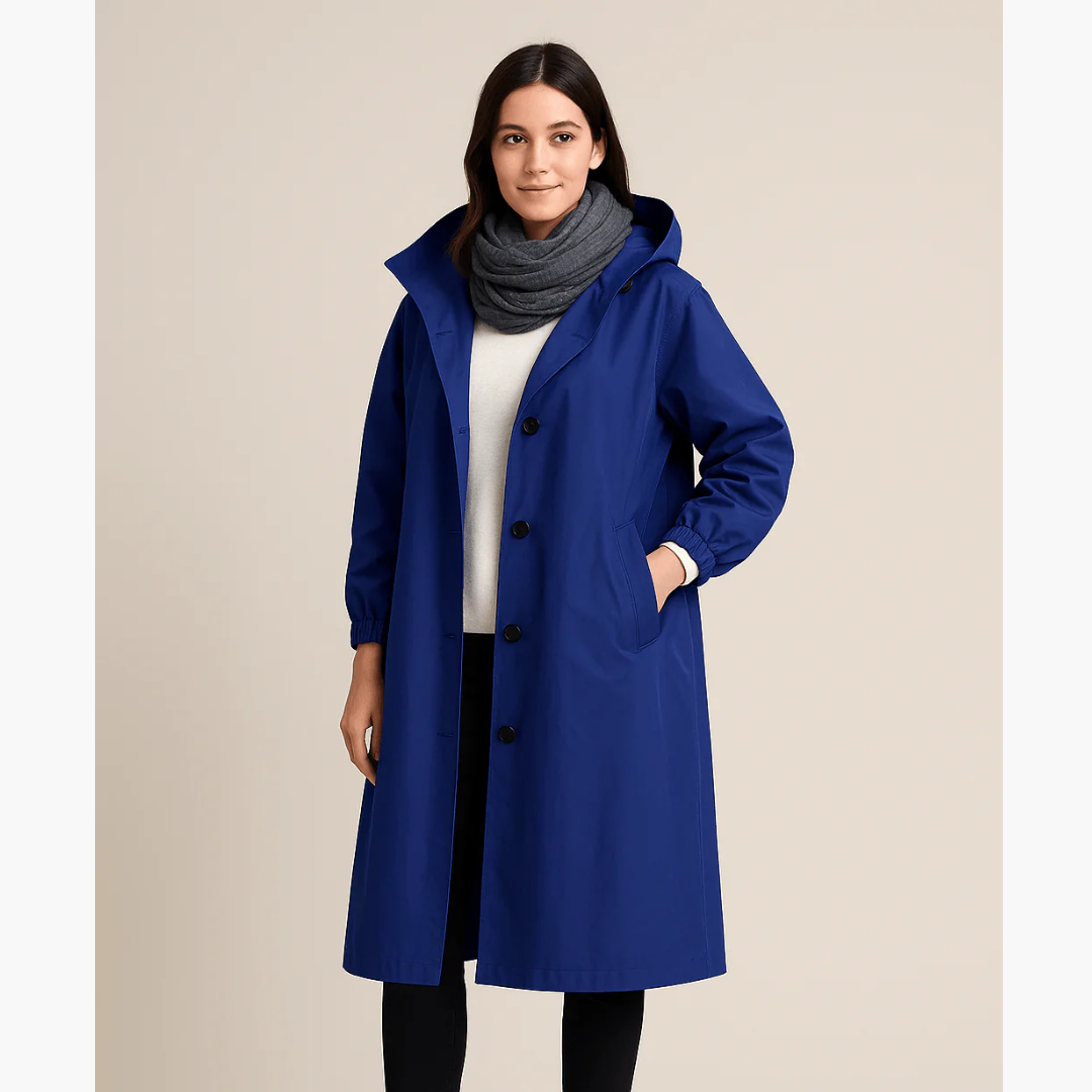 Leichte Winterjacke-Damen – Langer Jacke mit Kapuze und Taschen