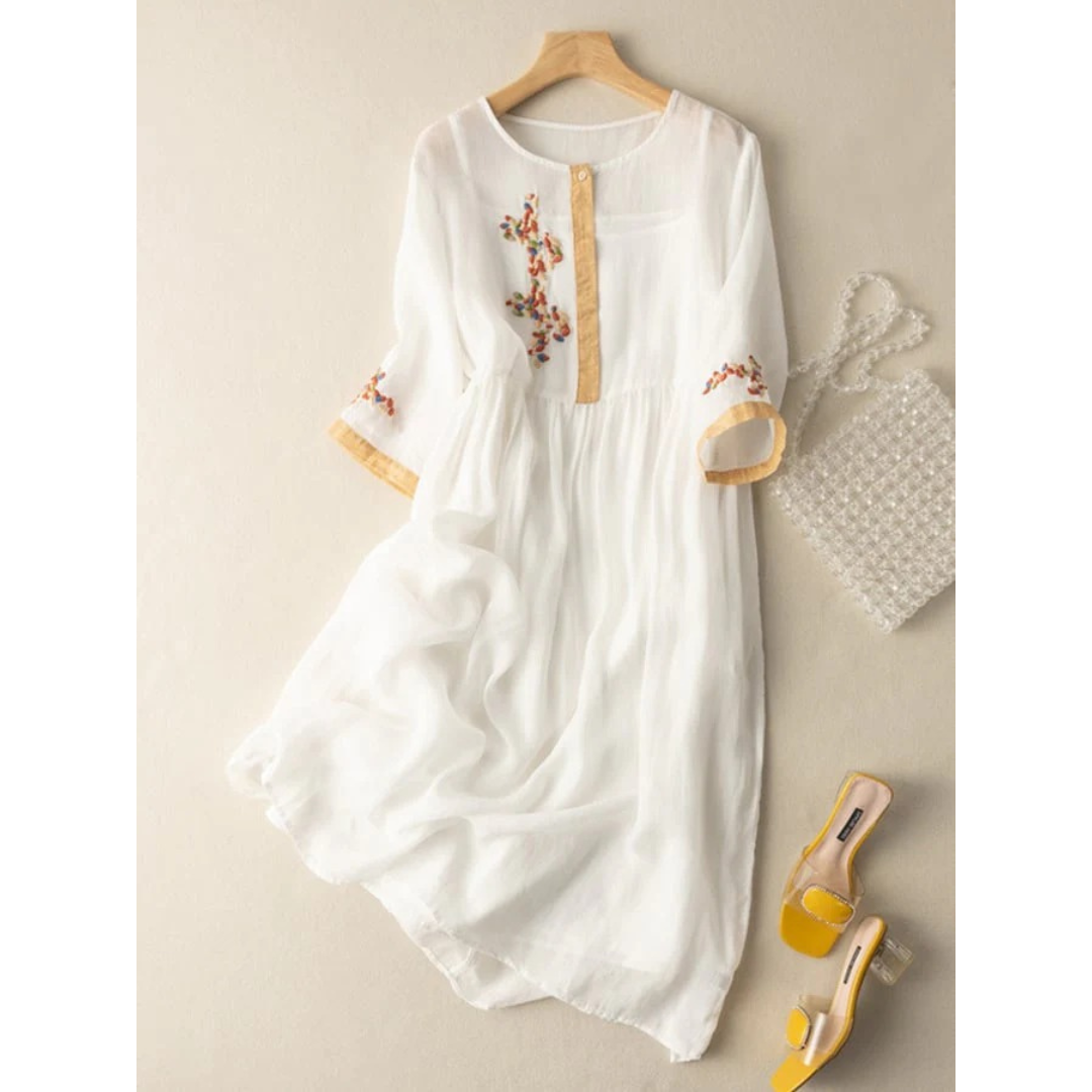 Lieselotte | Damen Sommerkleid Midi Mit Stickerei