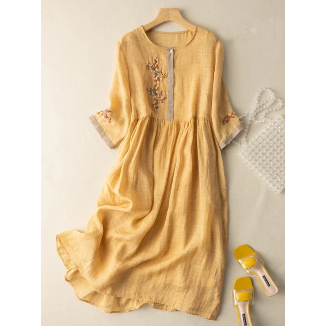 Lieselotte | Damen Sommerkleid Midi Mit Stickerei
