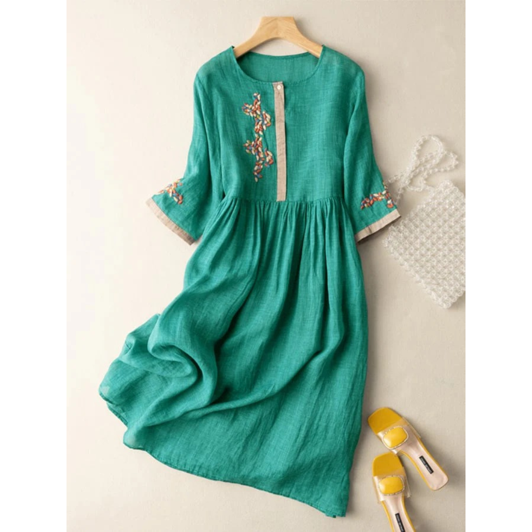 Lieselotte | Damen Sommerkleid Midi Mit Stickerei