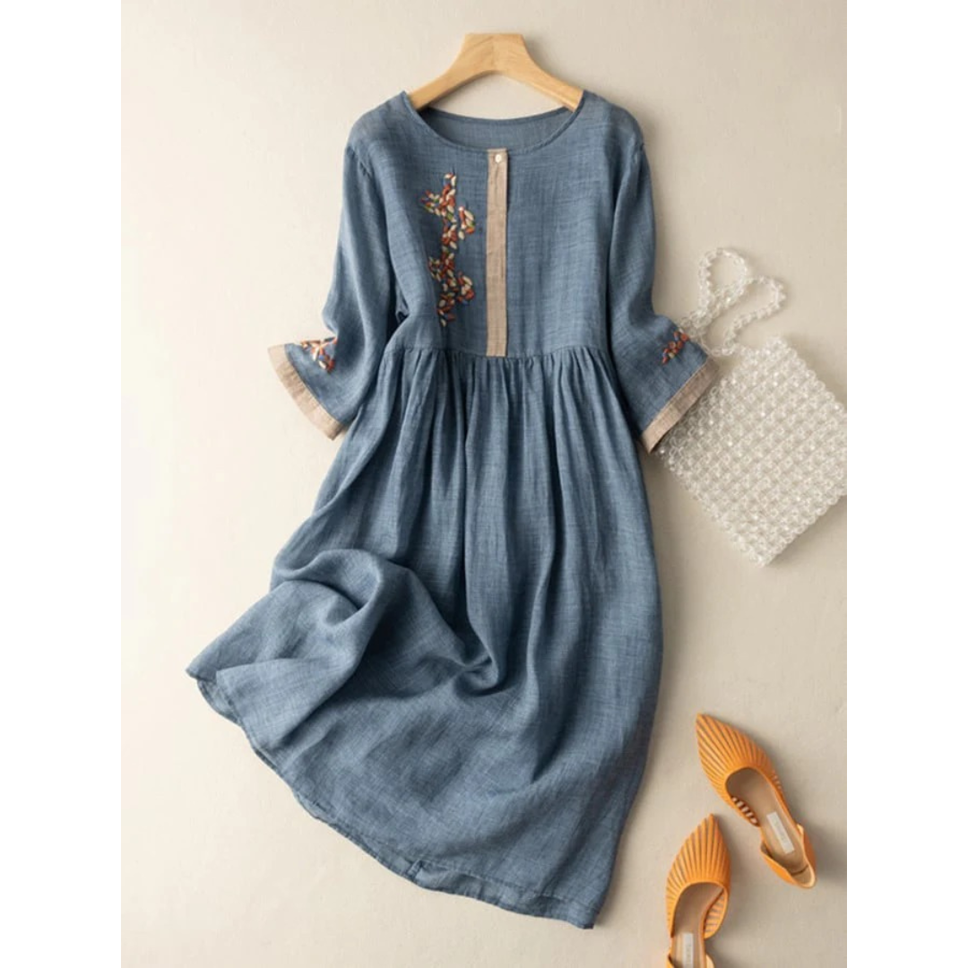 Lieselotte | Damen Sommerkleid Midi Mit Stickerei