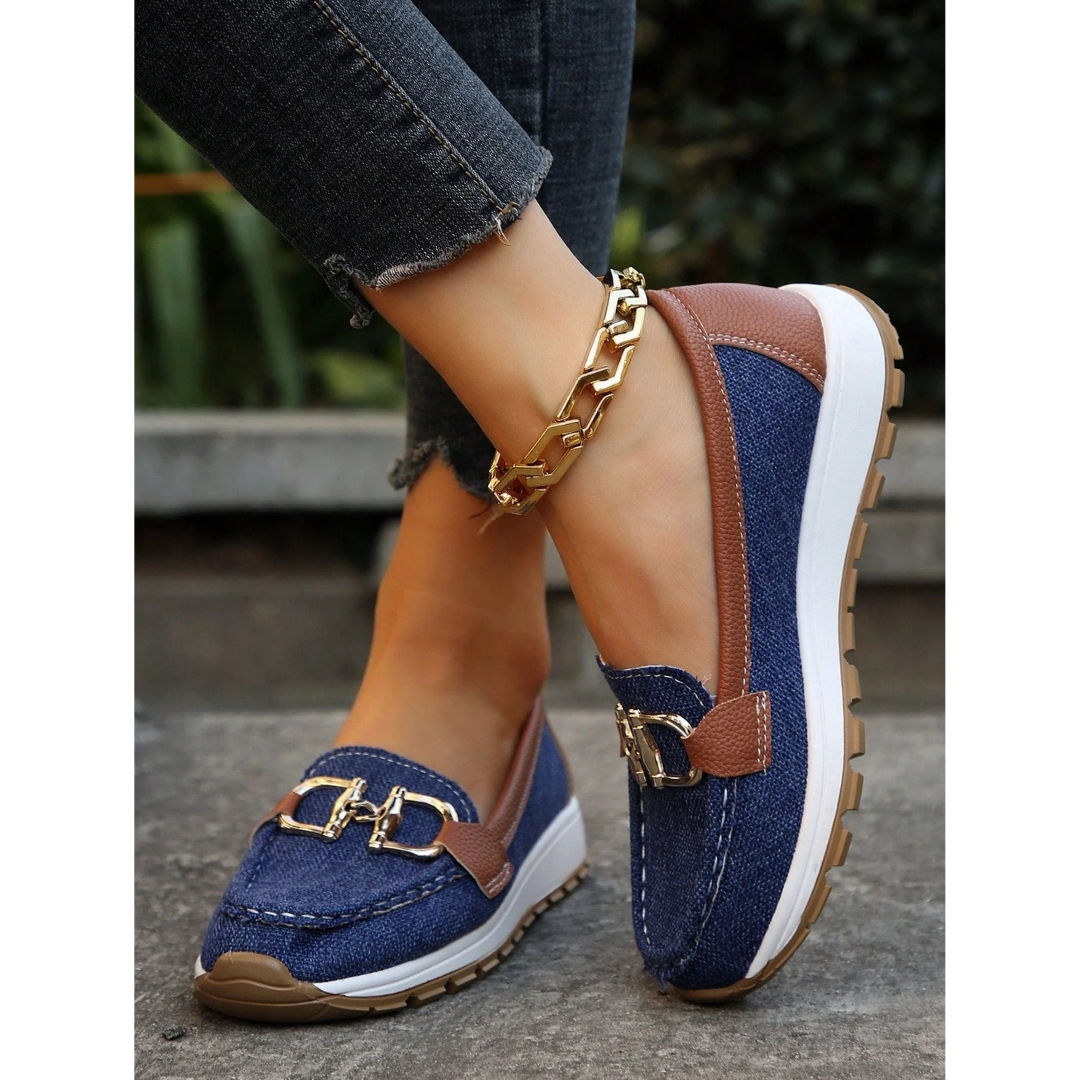 Liora | Damen Sommer Loafer mit Schnalle Flach