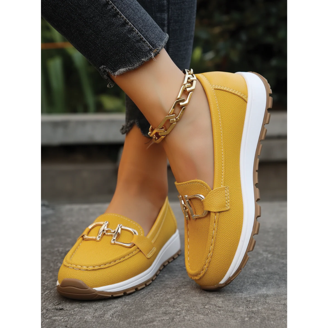Liora | Damen Sommer Loafer mit Schnalle Flach