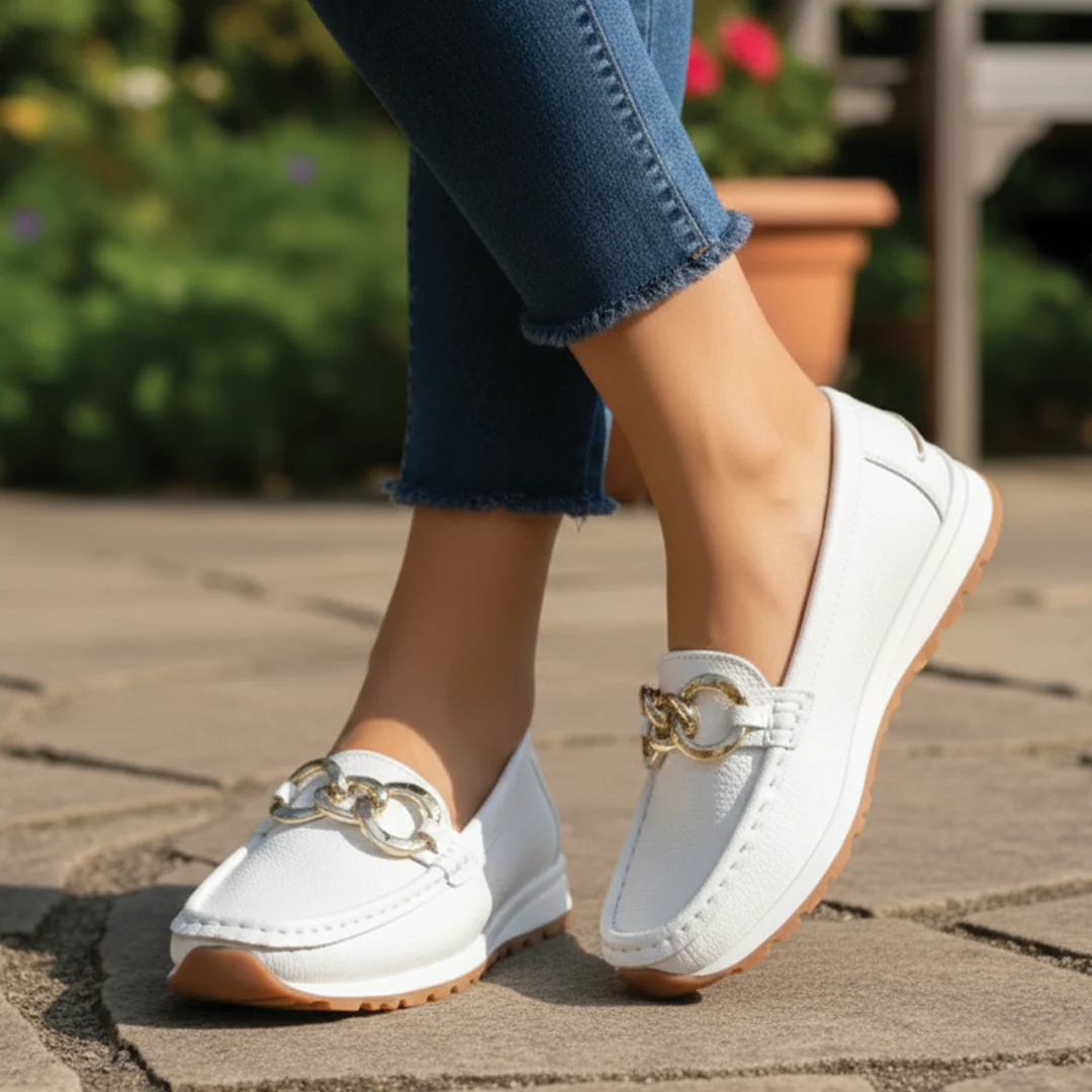 Liora | Damen Sommer Loafer mit Schnalle Flach