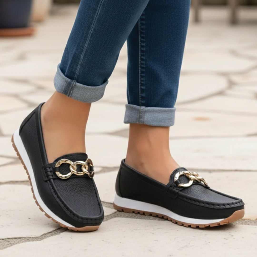 Liora | Damen Sommer Loafer mit Schnalle Flach