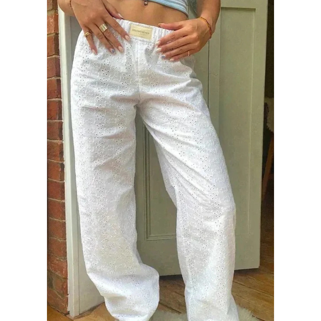 Locker geschnittene Hose mit elastischem Bund – Gerade Hose für Alltag und Freizeit