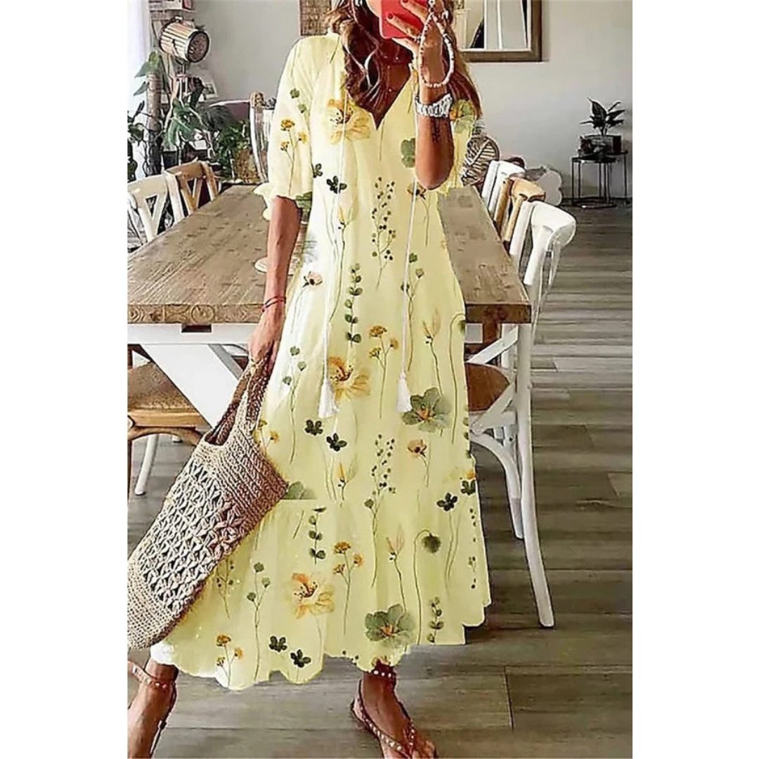 Lou | Damen Maxikleid Sommer Floral Boho Stilvoll