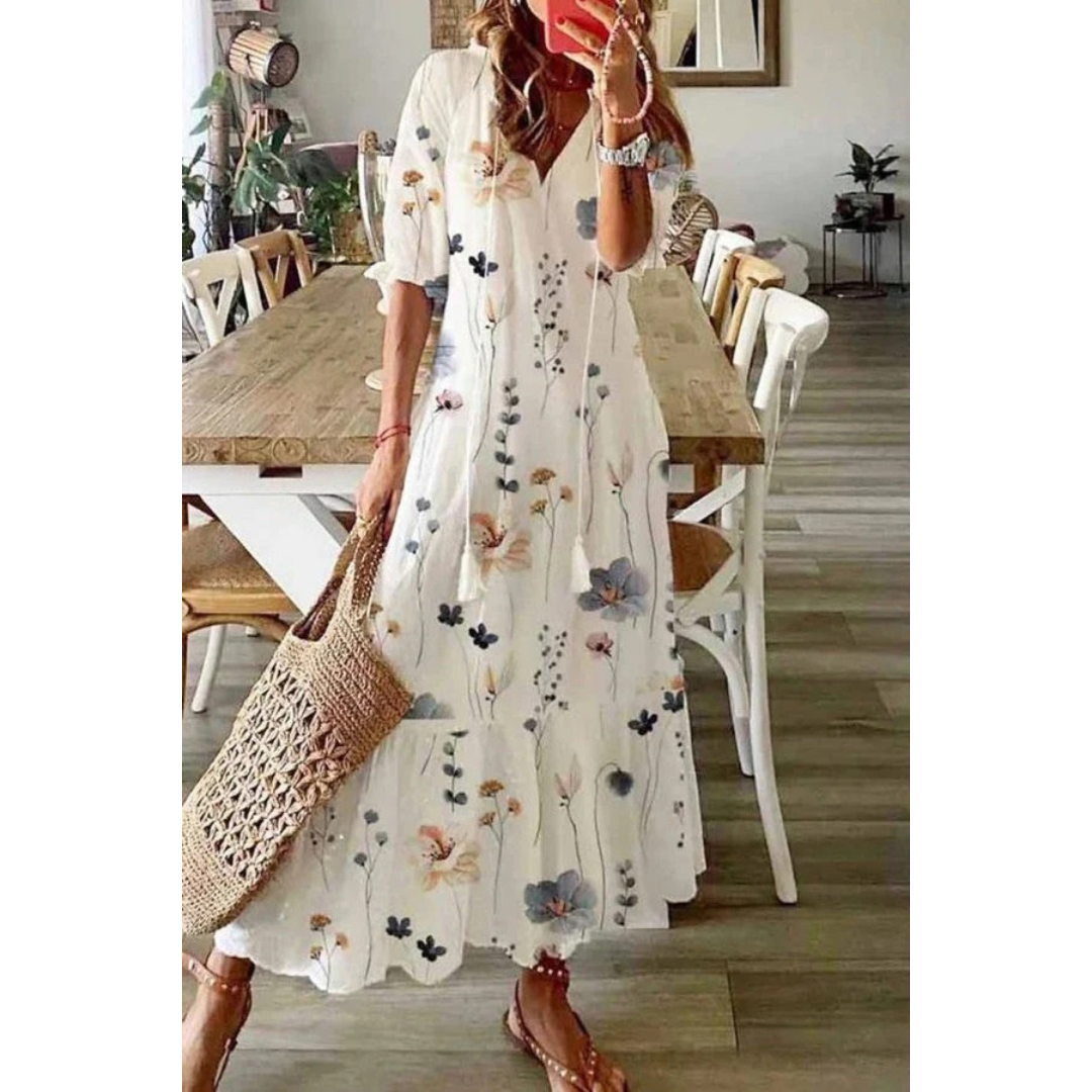 Lou | Damen Maxikleid Sommer Floral Boho Stilvoll