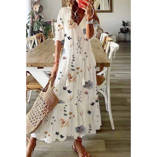 Lou | Damen Maxikleid Sommer Floral Boho Stilvoll