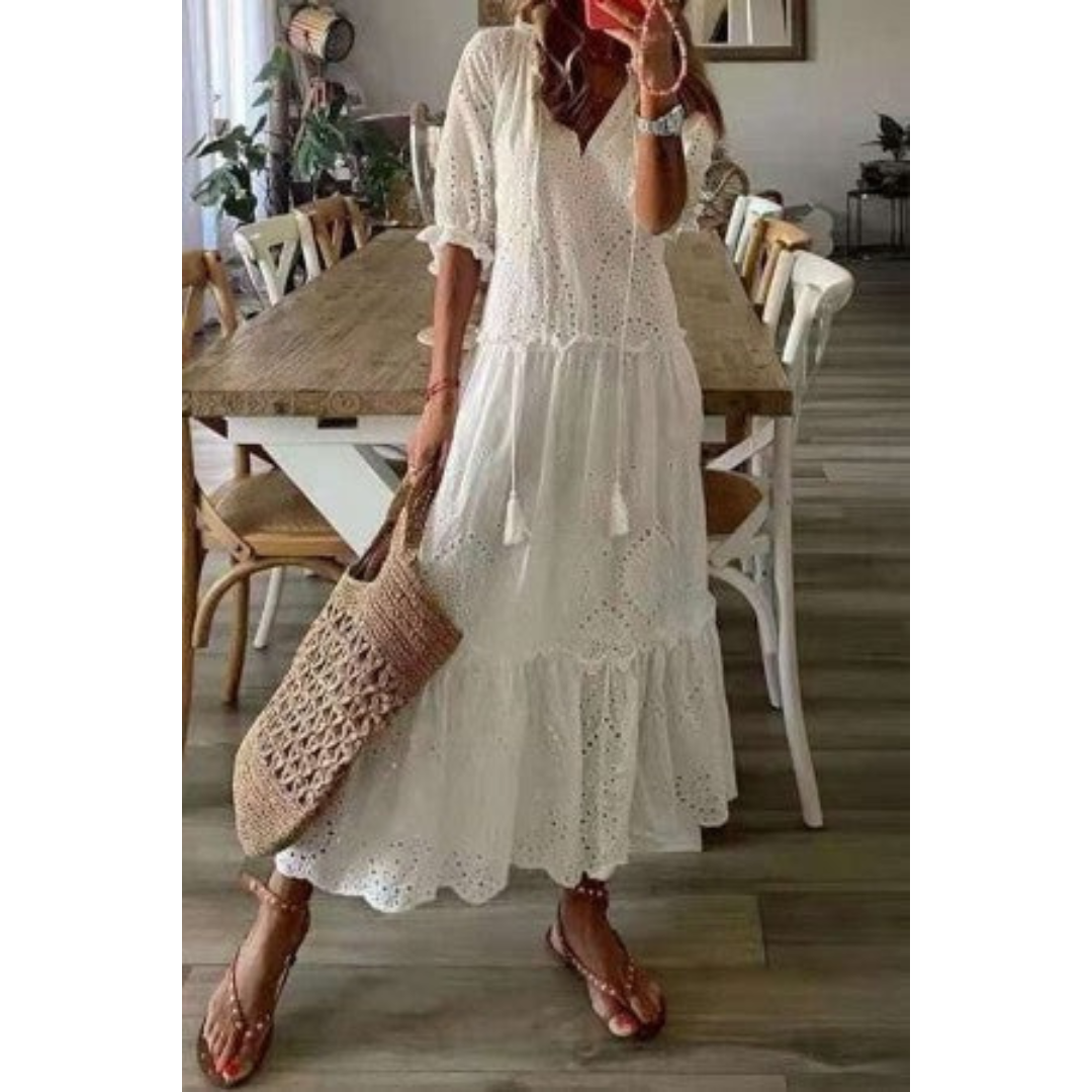 Lou | Damen Maxikleid Sommer Floral Boho Stilvoll