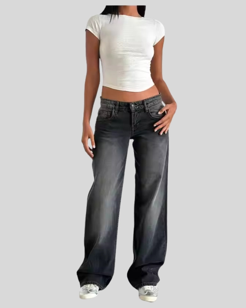 Low Waist Baggy Jeans für Damen – Trendiger Streetwear-Look im Y2K-Stil