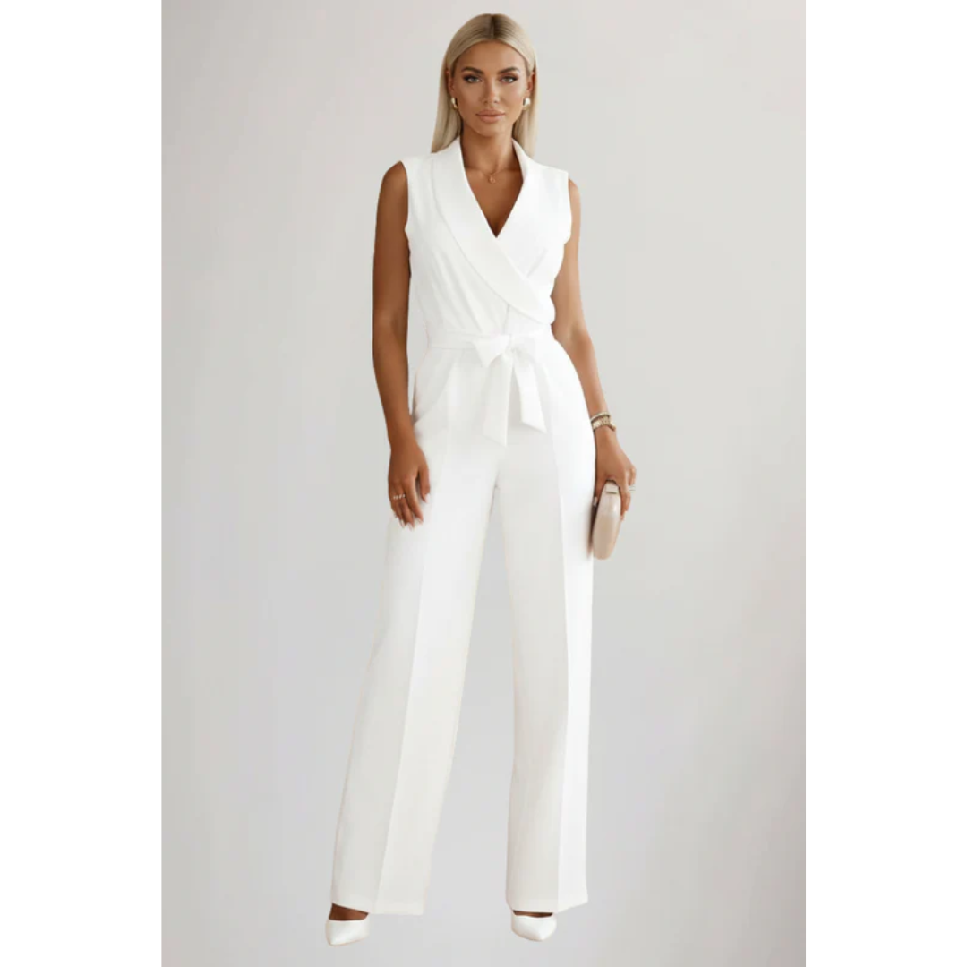 Magdalena | Damen Jumpsuit Mit V Ausschnitt Und Gürtel Für Abend