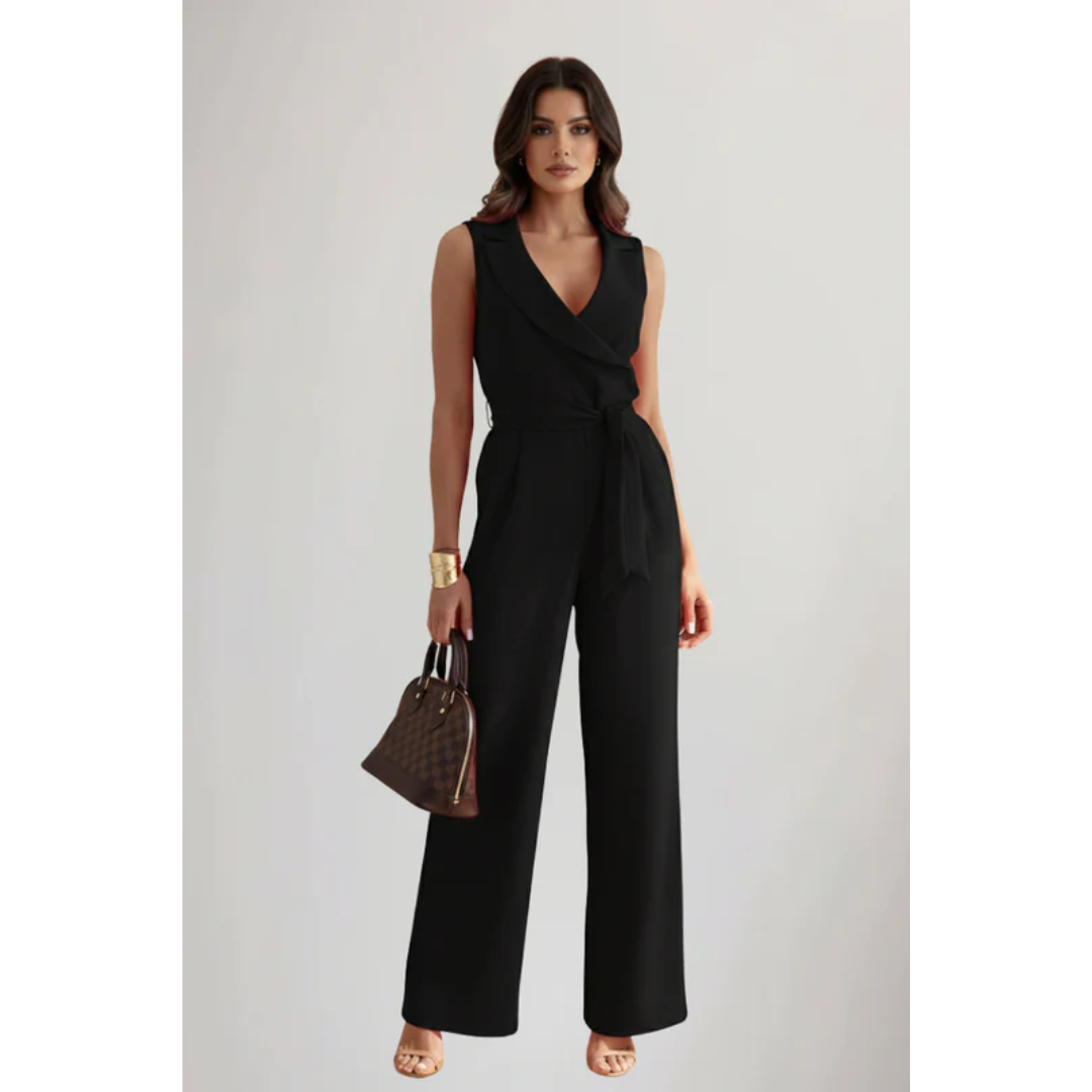 Magdalena | Damen Jumpsuit Mit V Ausschnitt Und Gürtel Für Abend