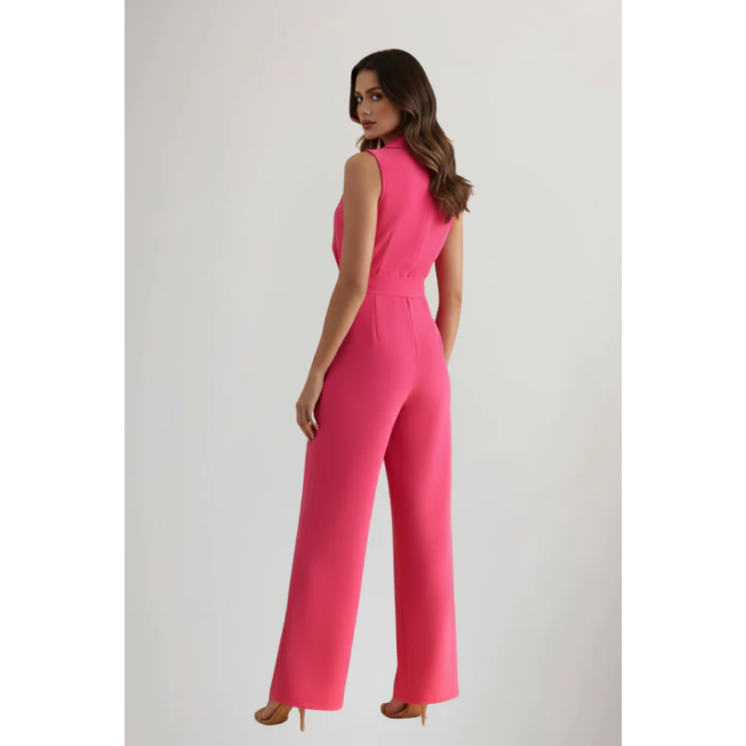 Magdalena | Damen Jumpsuit Mit V Ausschnitt Und Gürtel Für Abend