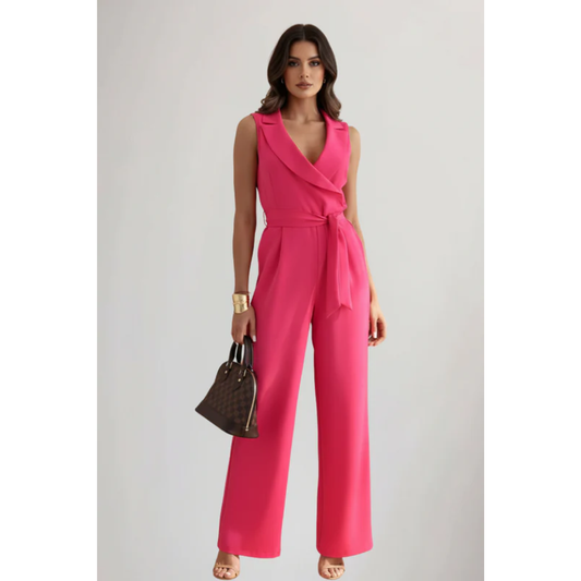 Magdalena | Damen Jumpsuit Mit V Ausschnitt Und Gürtel Für Abend