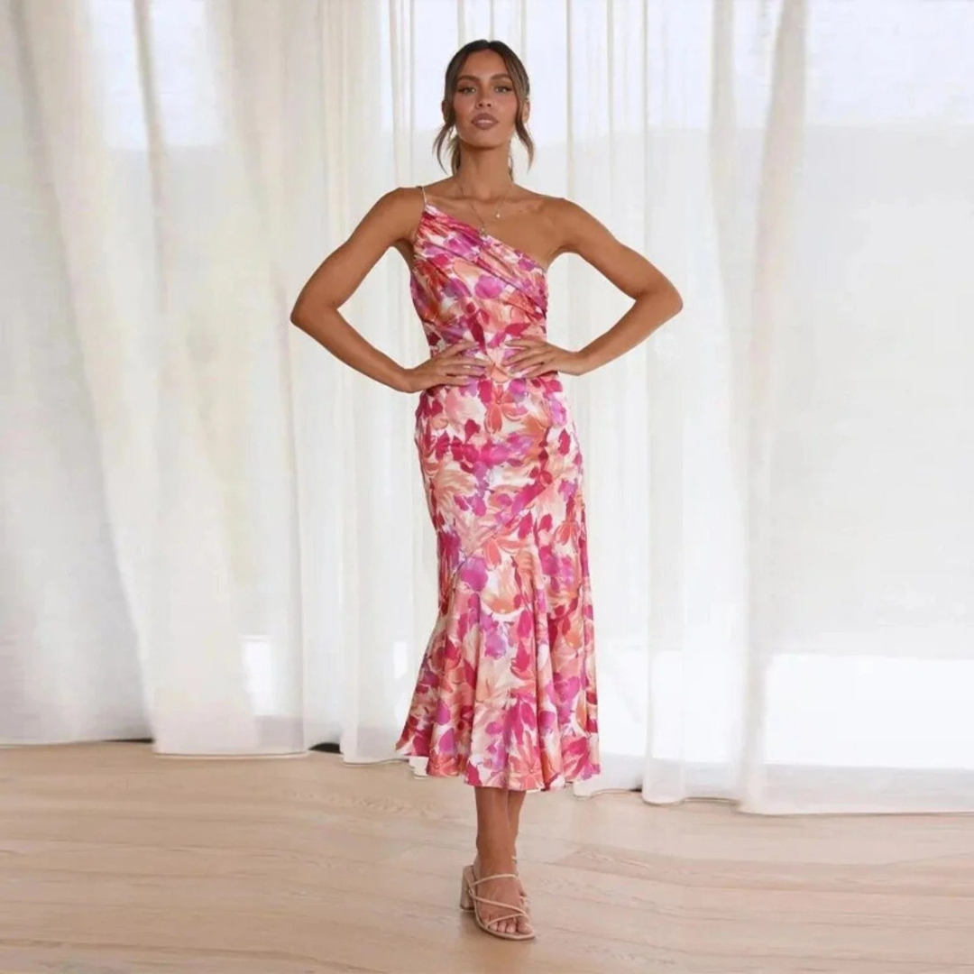 Maja | Damen Midi Sommerkleid Mit Blumenmuster Für Alltag