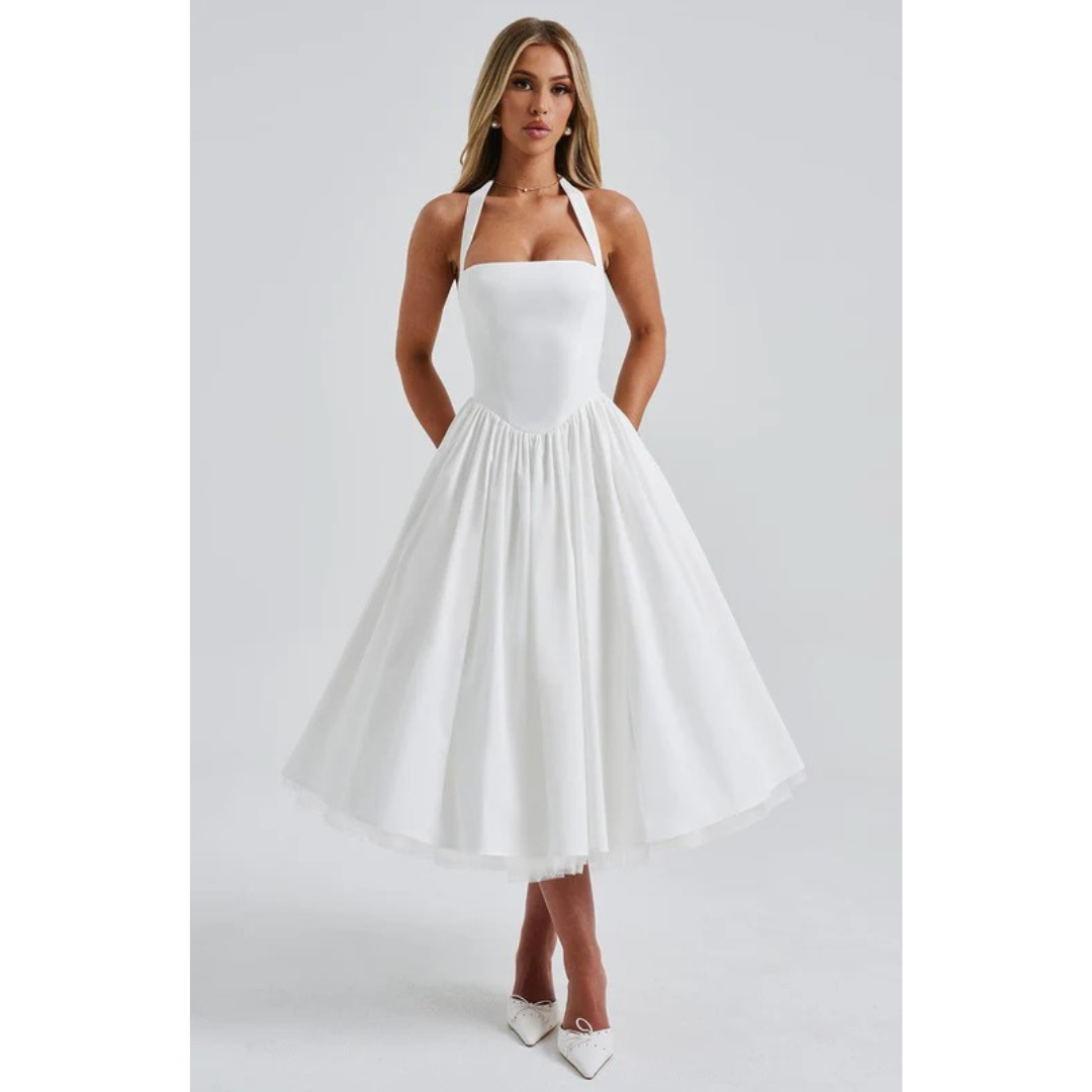 Marianne | Damen Midi Kleid Für Hochzeitsgast Mit Neckholder