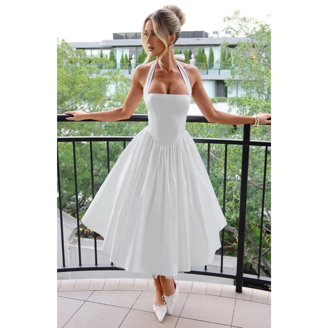 Marianne | Damen Midi Kleid Für Hochzeitsgast Mit Neckholder