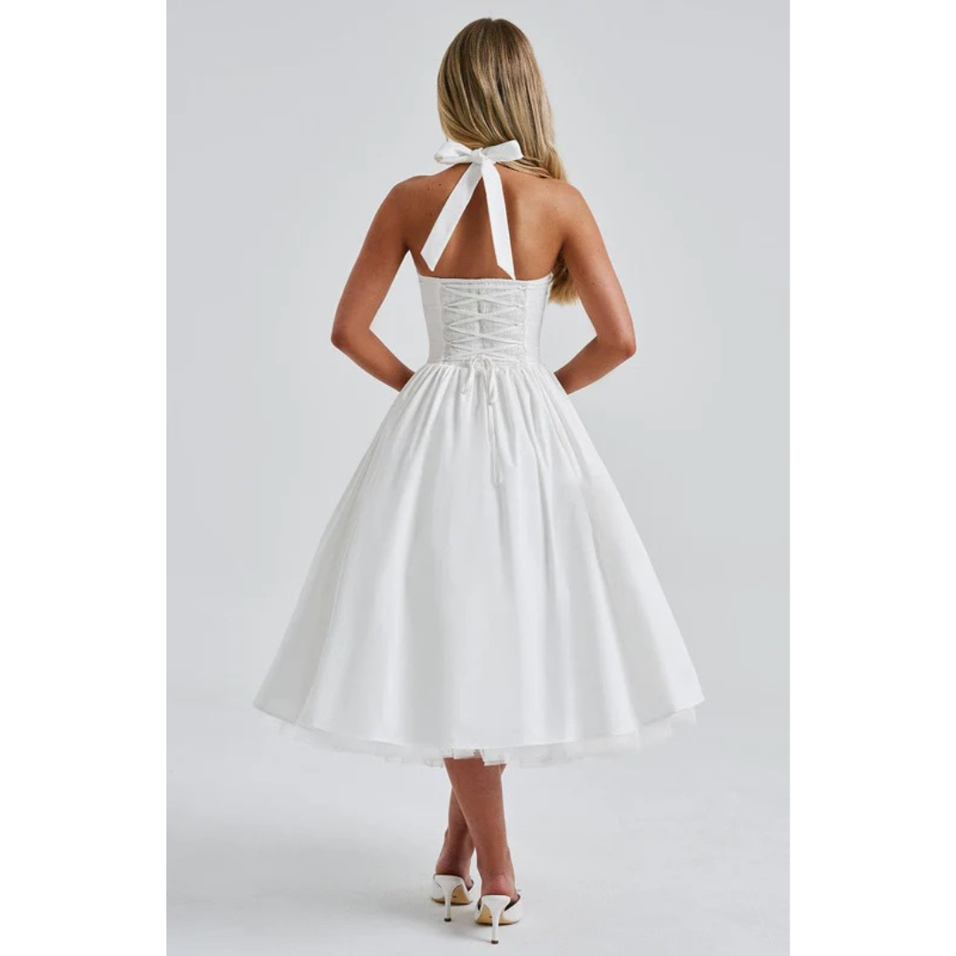 Marianne | Damen Midi Kleid Für Hochzeitsgast Mit Neckholder