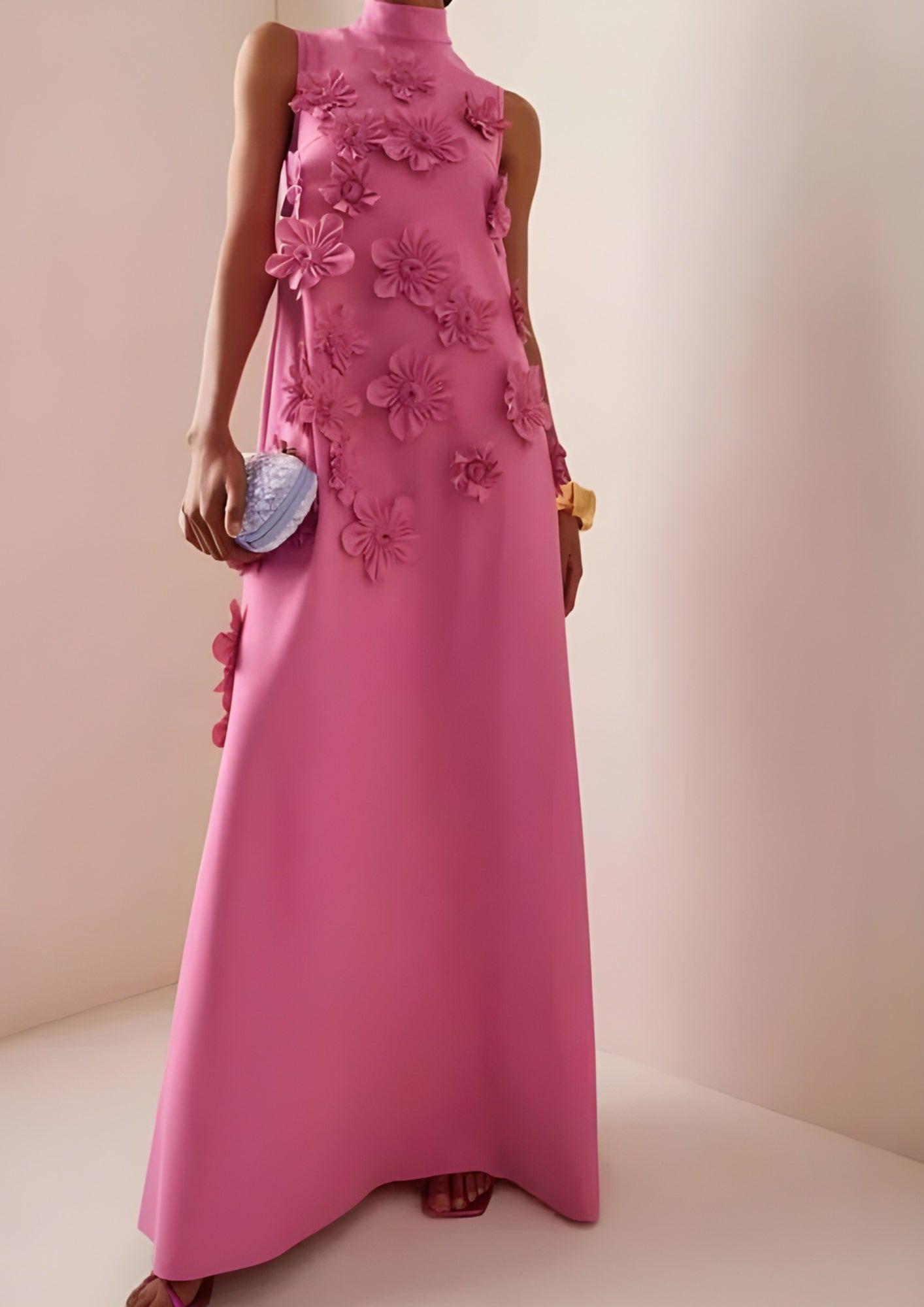 Maxi Abendkleid mit floralen Details – Ärmelloses Kleid für elegante Abende