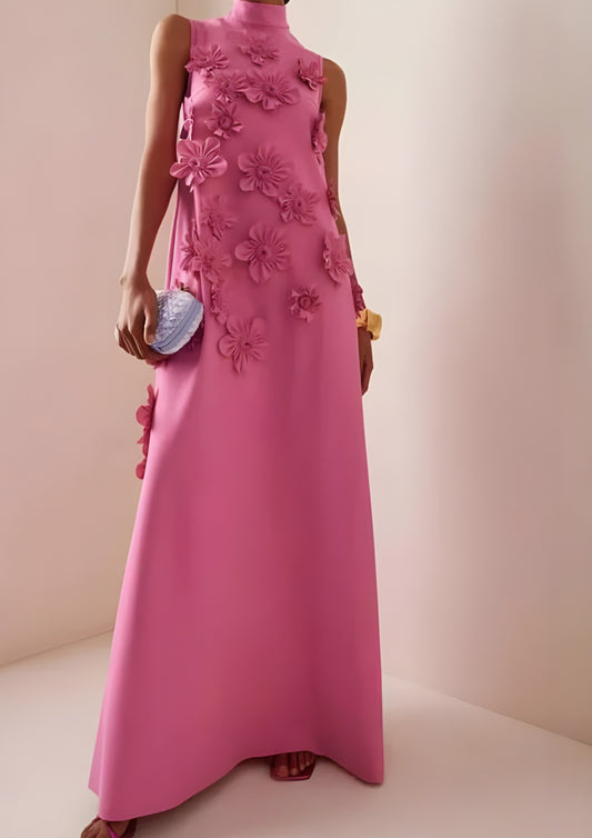 Maxi Abendkleid mit floralen Details – Ärmelloses Kleid für elegante Abende