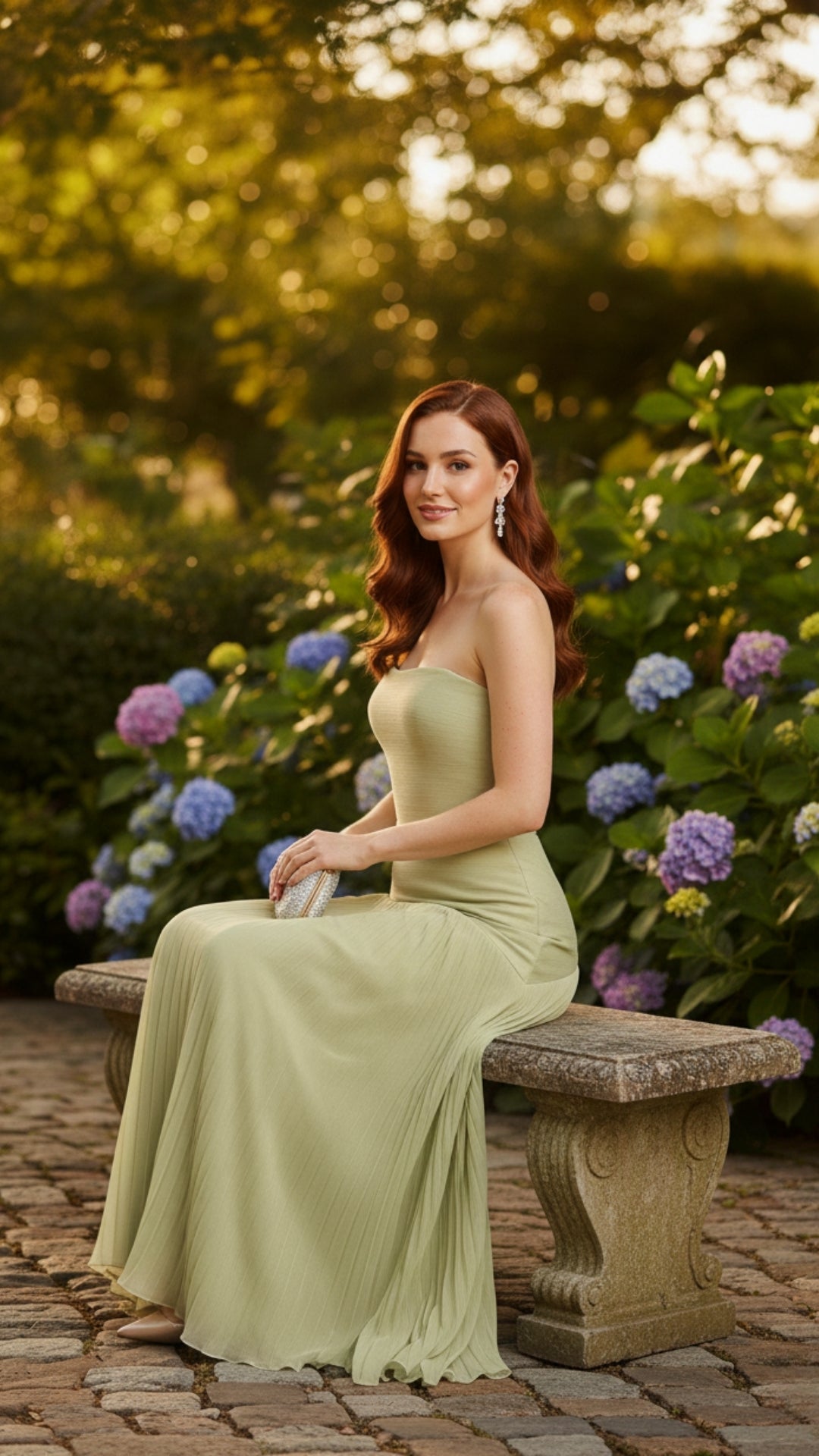 Maxi Abendkleid mit plissiertem Rock – Trägerloses Kleid für stilvolle Abende