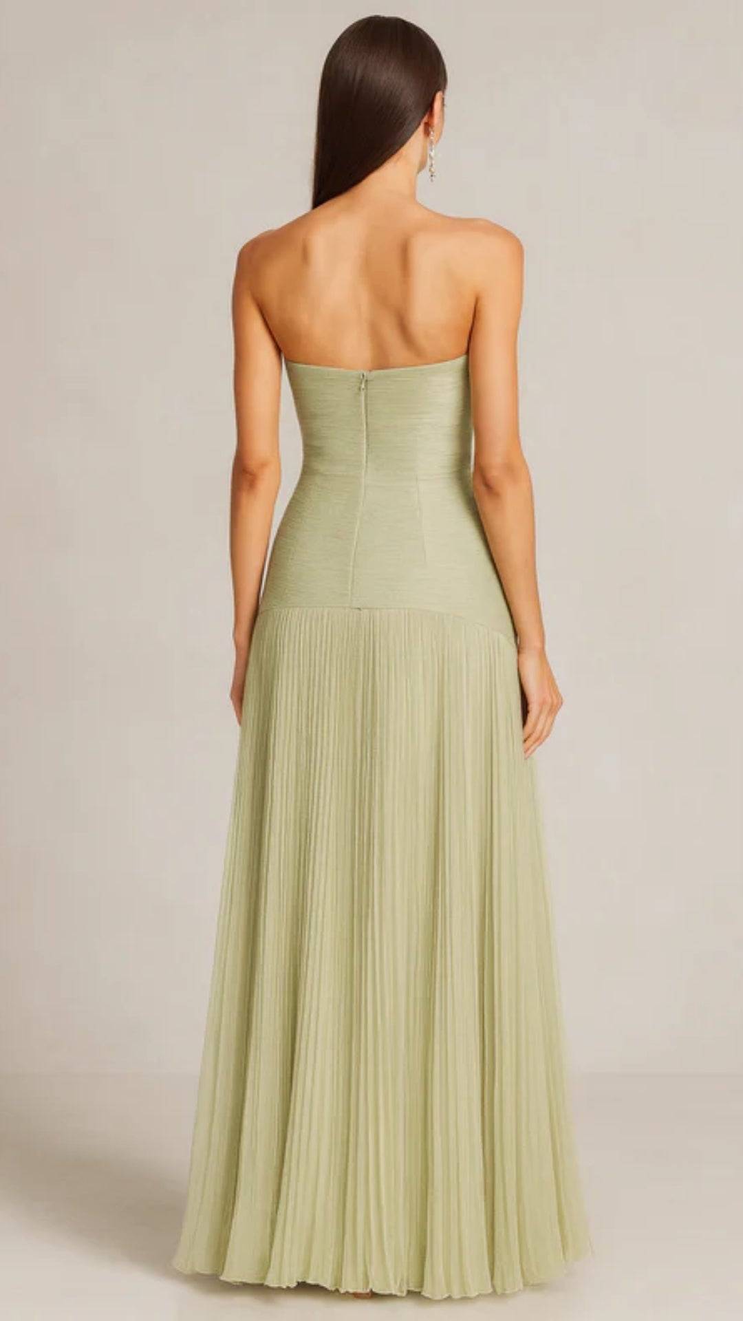 Maxi Abendkleid mit plissiertem Rock – Trägerloses Kleid für stilvolle Abende