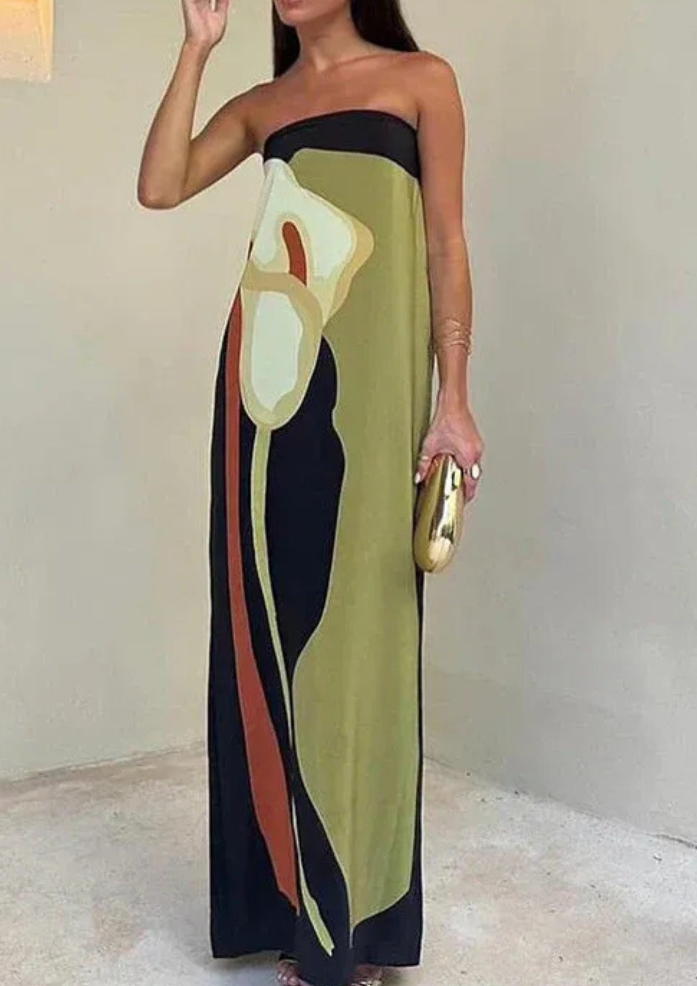 Maxi Abendkleid trägerlos – Langes Kleid mit geradem Schnitt für festliche Anlässe