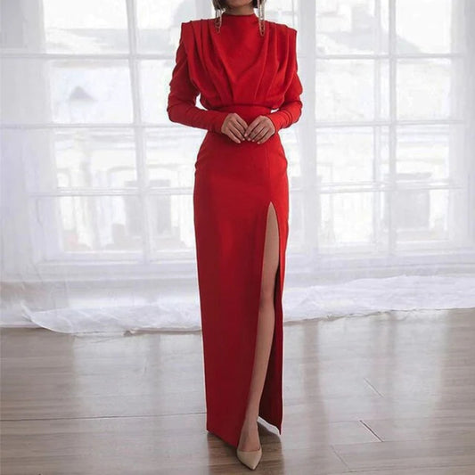 Party Maxikleid - Langärmeliges Modell mit Seitenschlitz für besondere Anlässe