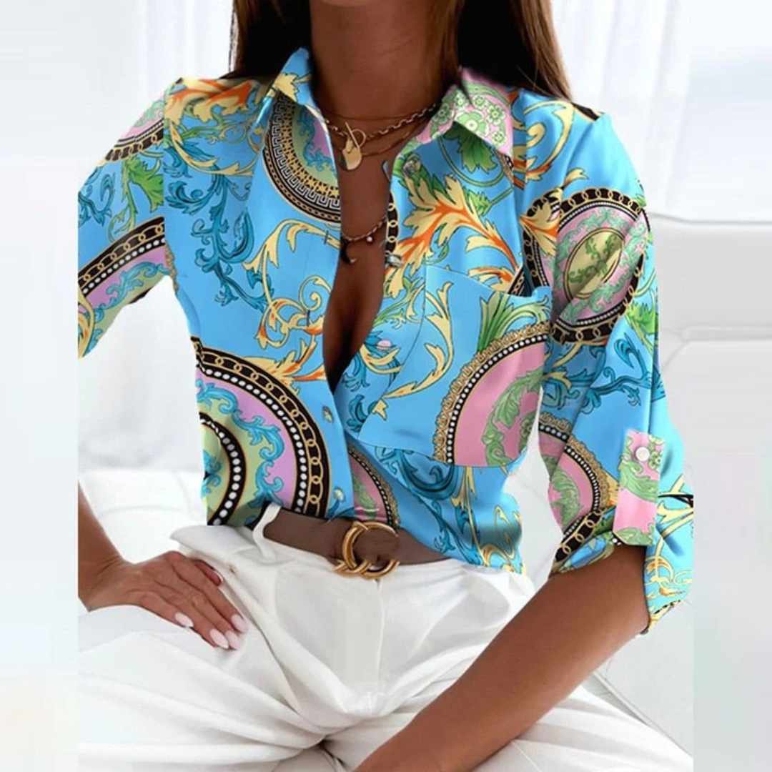 Melira | Damen Klassische Bluse mit Kragen Lange Ärmel