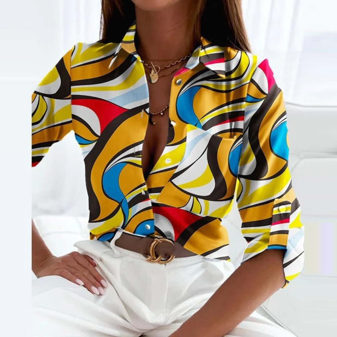 Melira | Damen Klassische Bluse mit Kragen Lange Ärmel