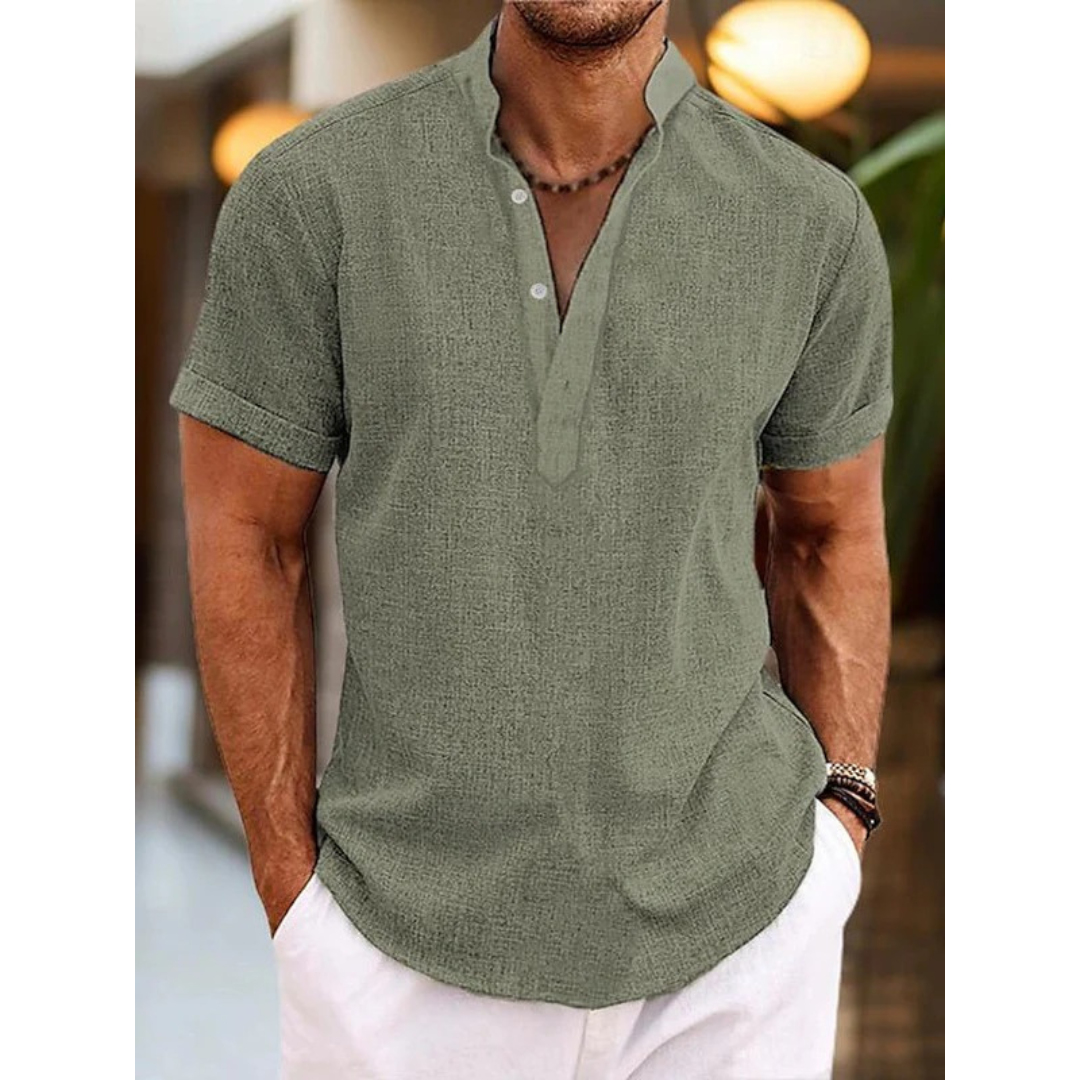 Michael | Herren Henley Shirt Leinen Sommer Modern