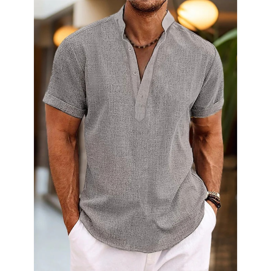 Michael | Herren Henley Shirt Leinen Sommer Modern