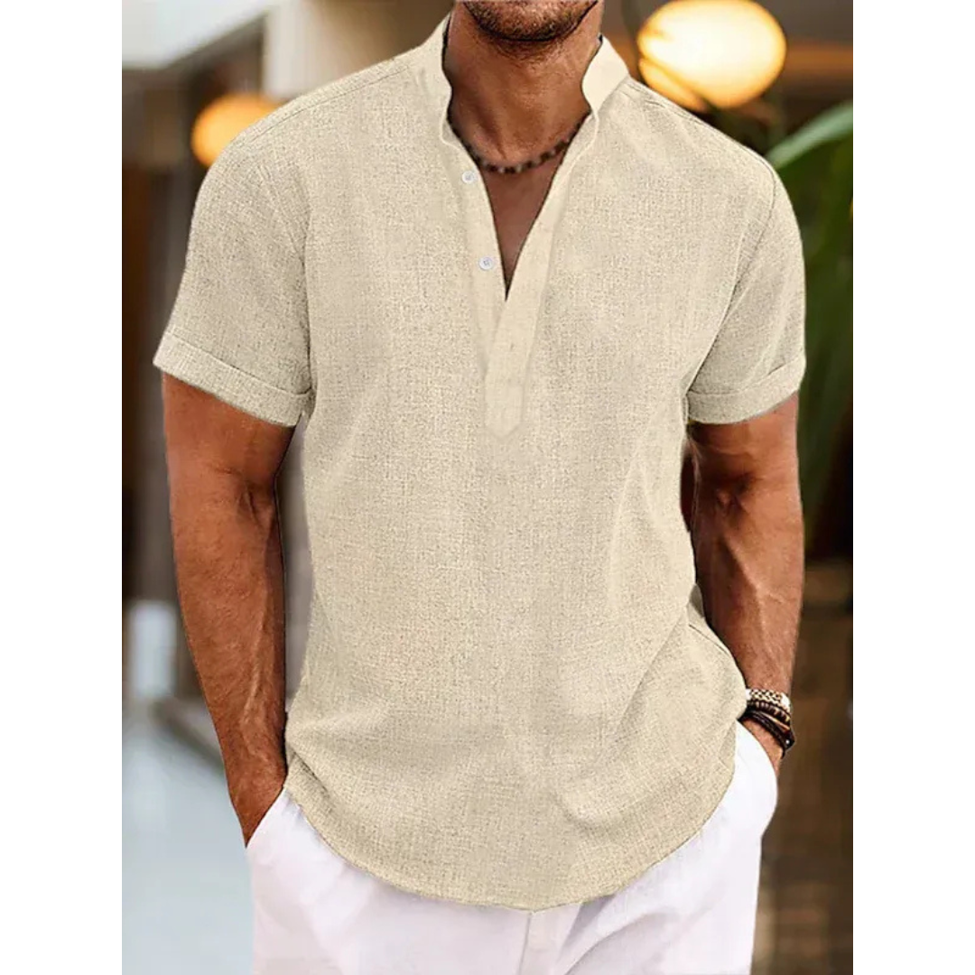 Michael | Herren Henley Shirt Leinen Sommer Modern