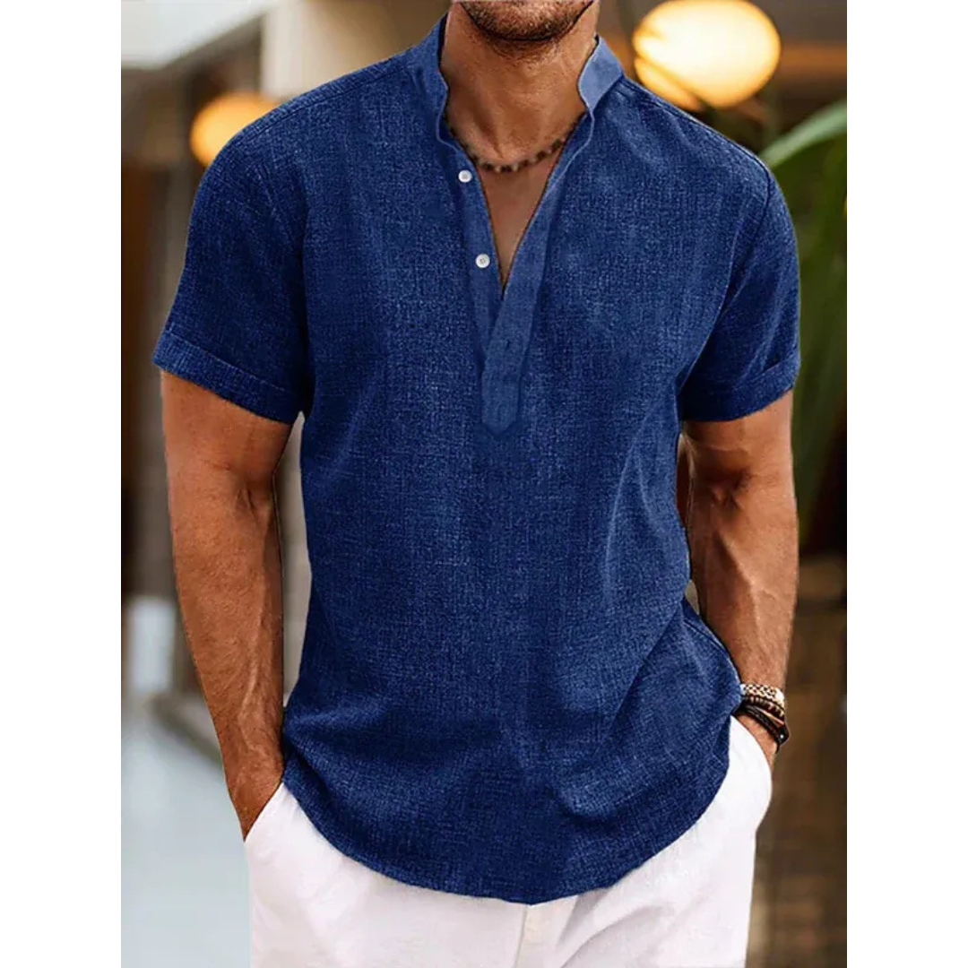 Michael | Herren Henley Shirt Leinen Sommer Modern