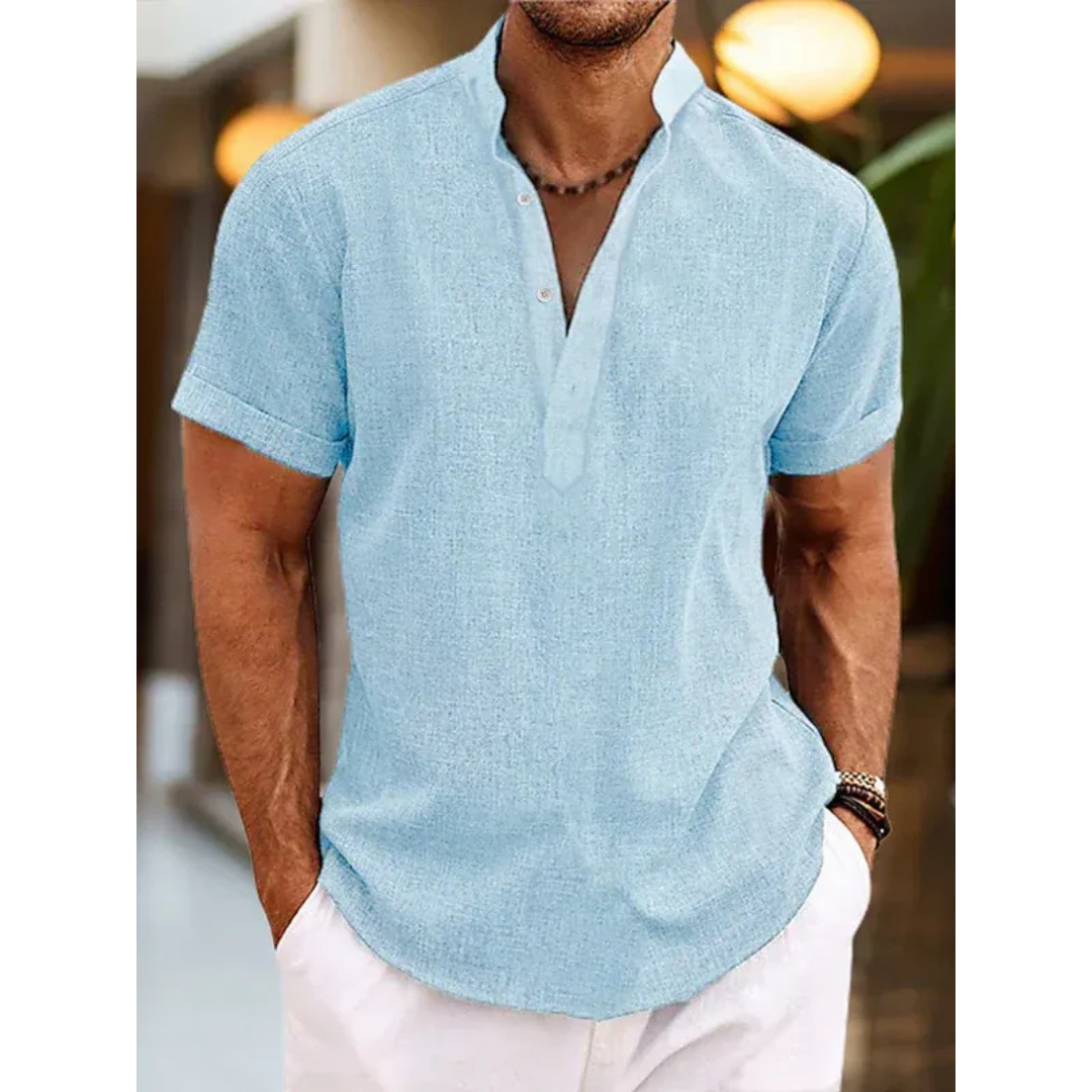 Michael | Herren Henley Shirt Leinen Sommer Modern