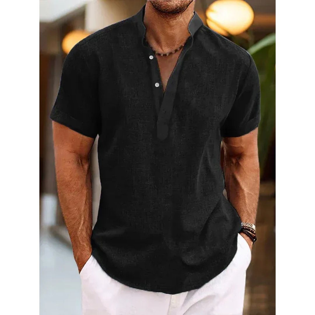 Michael | Herren Henley Shirt Leinen Sommer Modern